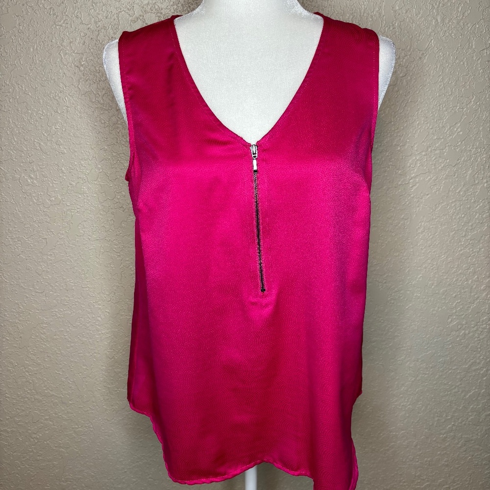 Apt. 9 Pink Sleeveless Front Zipper Top Women's Size Medium Office Casua…